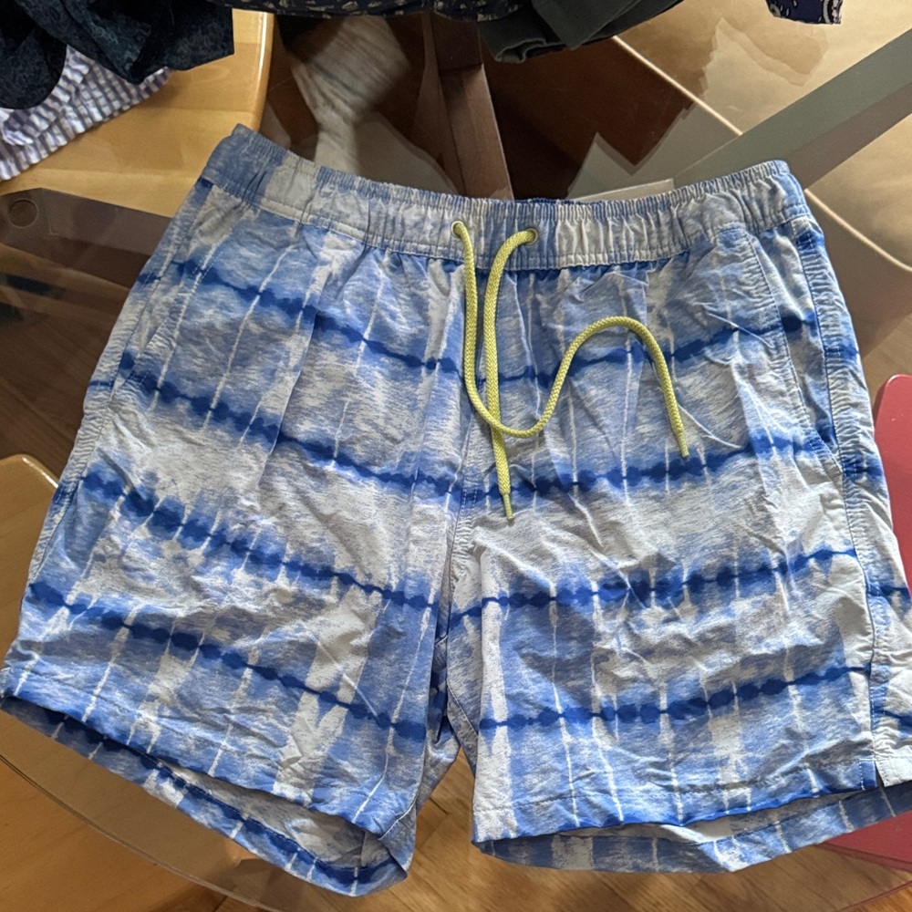 J. Crew Blue and White Tie-Dye Swim Trunks